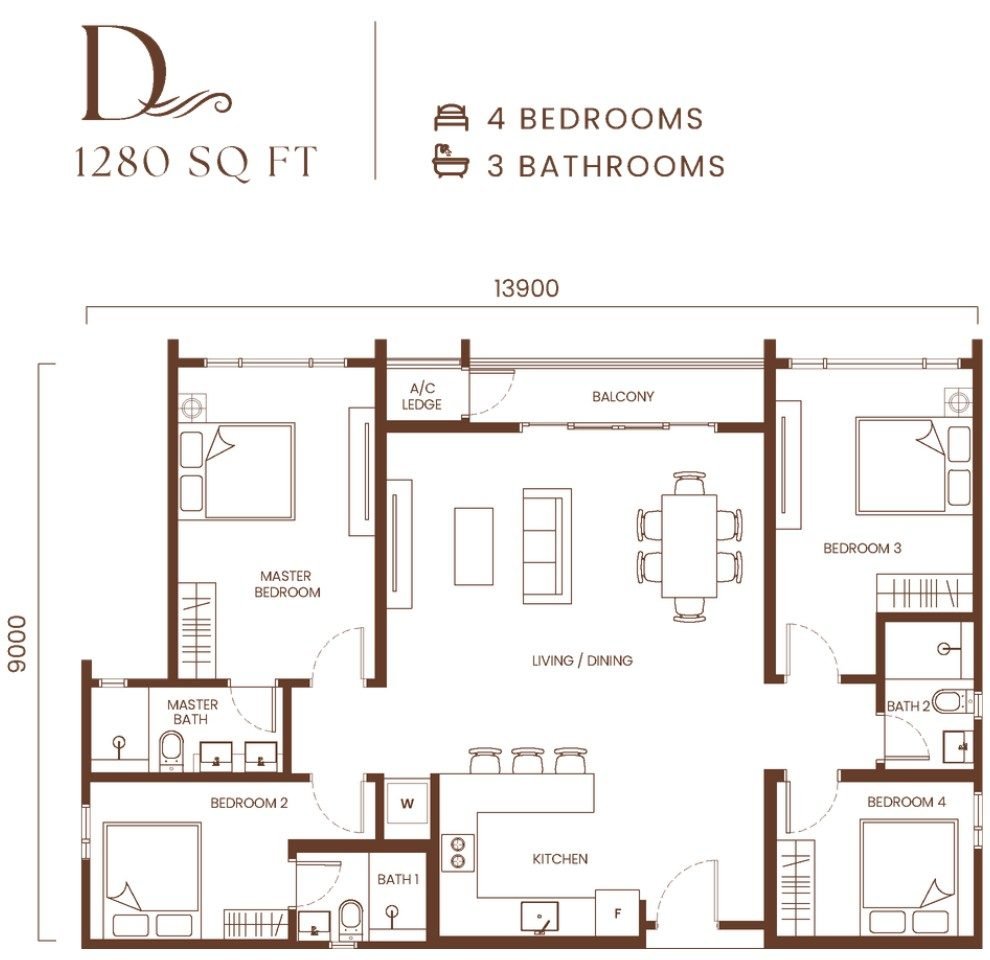 4 bedrooms floor plan