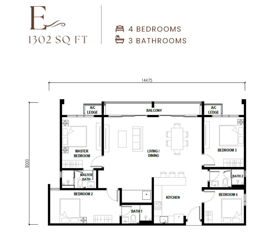 4 bedrooms floor plan