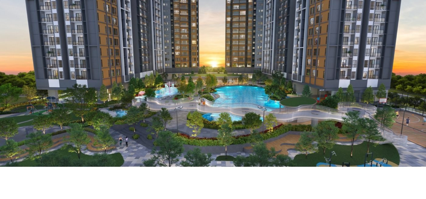 Podium pool and landscaped leisure deck
