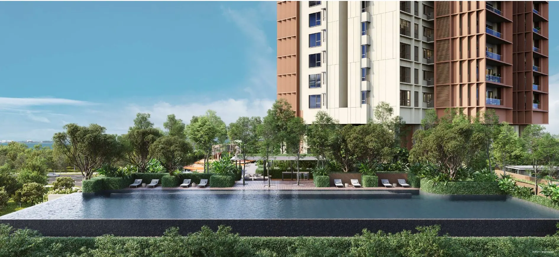 Artist impression of The Lume landscaped pool deck