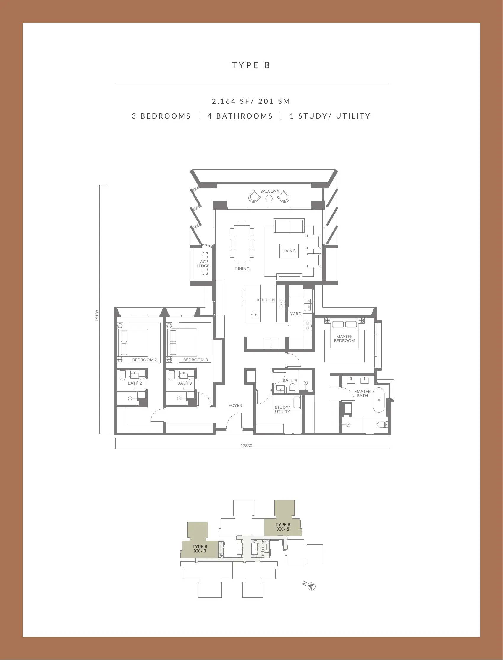 The Lume Type B 2,164 sq ft floor plan